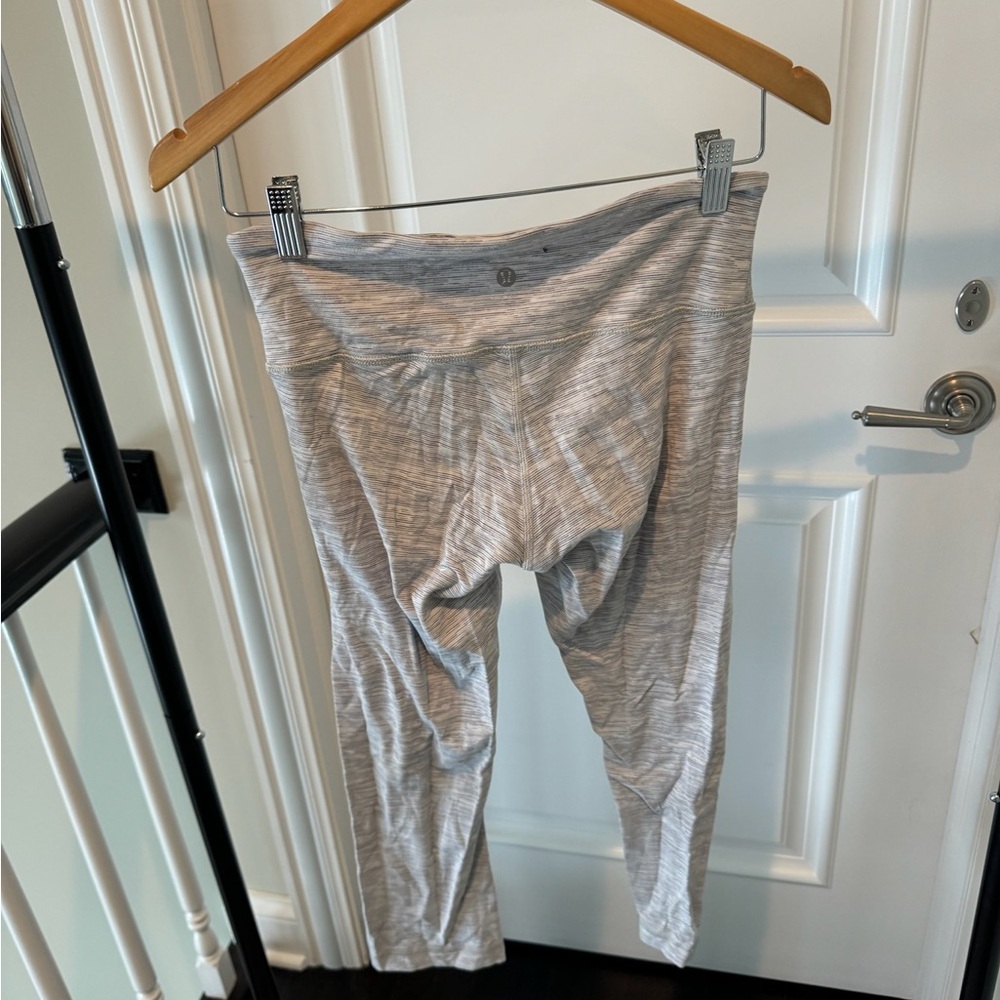 Lululemon Crop Leggings | Gray & White Stripes